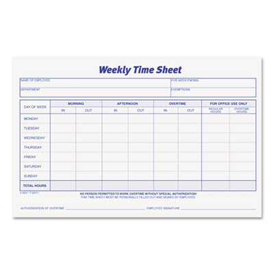 Tops Business Forms 30071 TOPS Weekly Time Sheets
