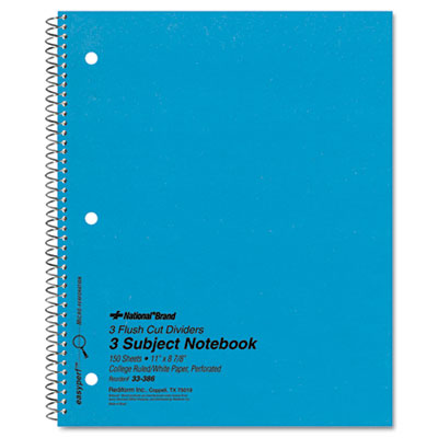 Rediform 33386 National Brand Three-Subject Wirebound Notebooks