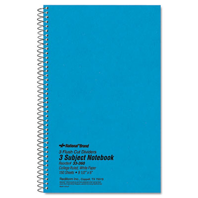 Rediform 33360 National Brand Three-Subject Wirebound Notebooks