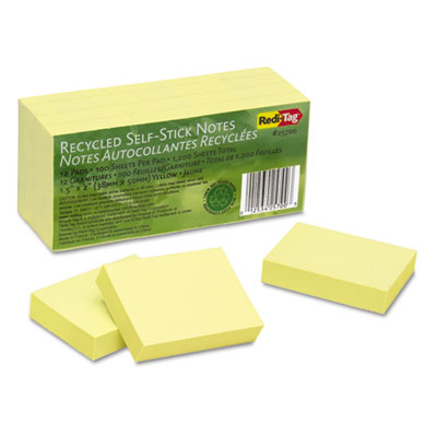 Redi-Tag 25700 100% Recycled Self-Stick Notes