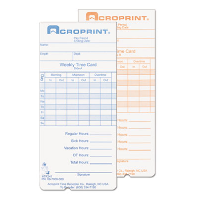 Acroprint 097000000 Cards for Model ATR240 and ATR260 Top Loading Time Clocks