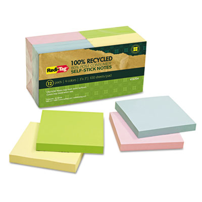 Redi-Tag 26704 100% Recycled Self-Stick Notes