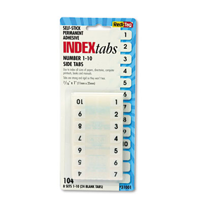 Redi-Tag 31001 Easy-To-Read Side-Mount Self-Stick Plastic Index Tabs