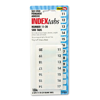 Redi-Tag 31002 Easy-To-Read Side-Mount Self-Stick Plastic Index Tabs