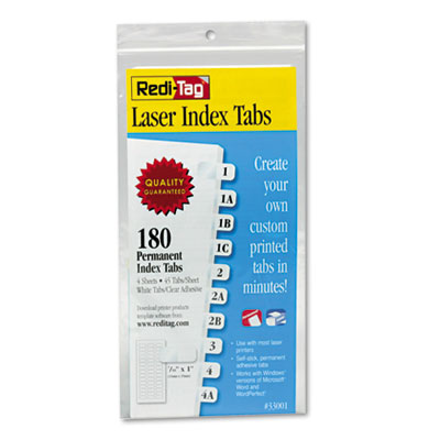 Redi-Tag 33001 Laser and Inkjet Printable Index Tabs