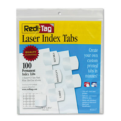 Redi-Tag 33117 Laser and Inkjet Printable Index Tabs