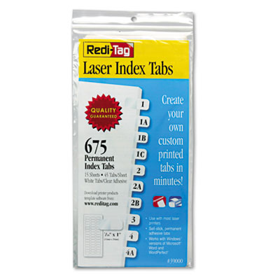 Redi-Tag 39000 Laser and Inkjet Printable Index Tabs