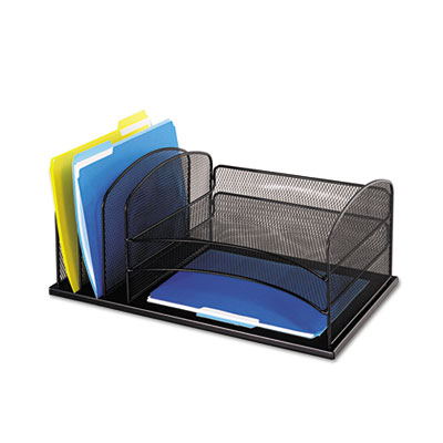 Safco 3254BL Onyx Desk Organizer With Three Horizontal And Three Upright Sections