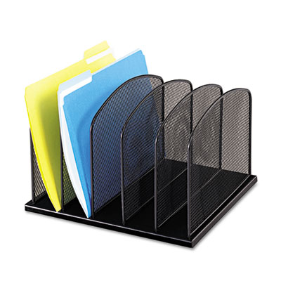 Safco 3256BL Onyx Mesh Desk Organizer with Upright Sections