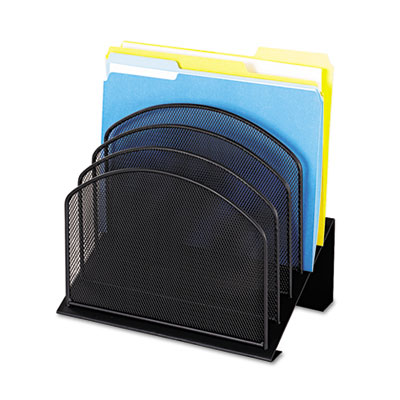 Safco 3257BL Onyx Mesh Desk Organizer with Tiered Sections