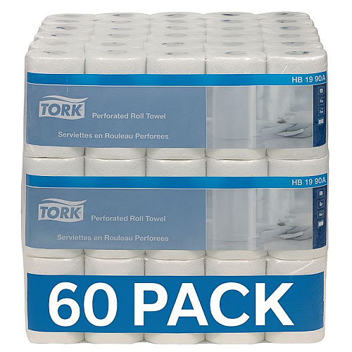Tork Universal Perforated Kitchen Towel Roll, 2-Ply, 11 x 9, White, 84/Roll, 30 Rolls/Carton (HB1990A) - 2 Pack