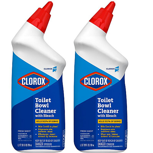 Clorox Toilet Bowl Cleaner with Bleach, Fresh Scent, 24oz Bottle (00031EA) - 2 Pack
