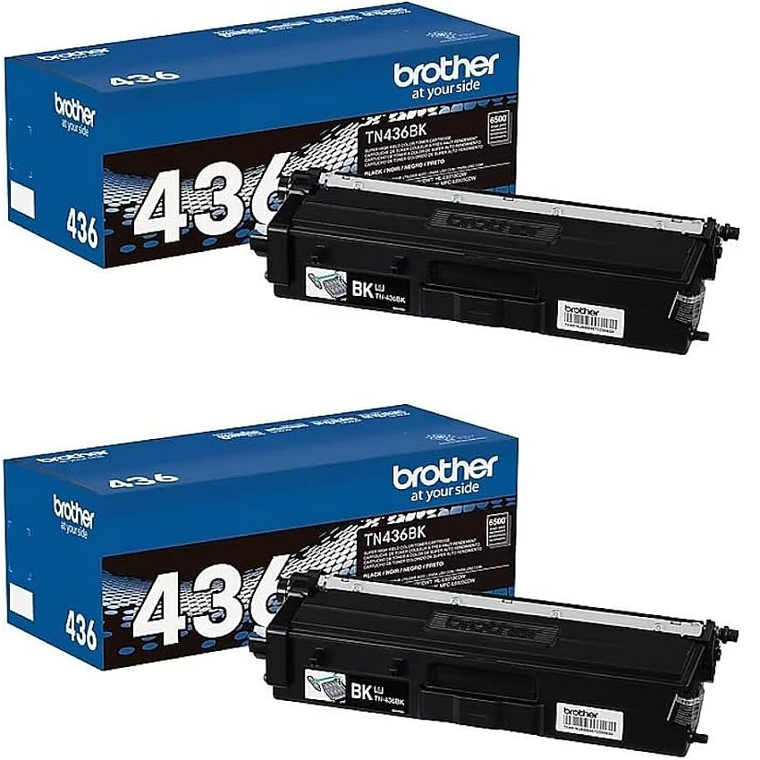 Brother TN436BK Super High-Yield Toner, 6,500 Page-Yield, Black - 2 Pack
