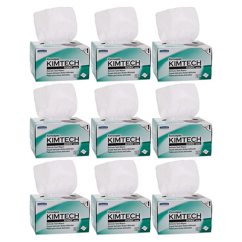 Kimberly-Clark Professional QLZSTWUH Kimtech Science KimWipes Delicate Task Wipers, 4.4 x 8.4 in. 1-ply, 9 Box of 286