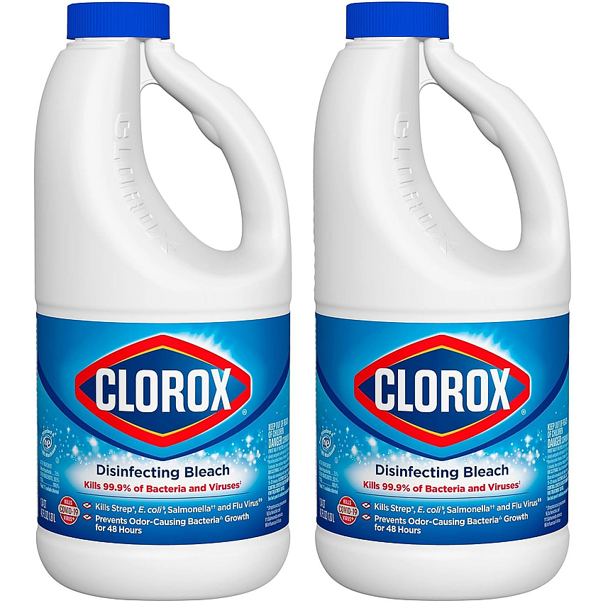 Clorox Concentrated Bleach Cleaner, Mold & Mildew Remover, Easy Pour Handle, 43 oz, 2-Pack