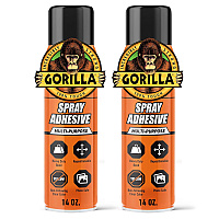 Gorilla Heavy Duty Spray Adhesive, Clear Glue, 14 Ounce (Pack of 2) - All Purpose with Comfort Nozzle for Indoor or Outdoor