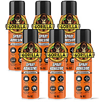 Gorilla Heavy Duty Spray Adhesive, Clear Glue, 14 Ounce (Pack of 6) - All Purpose with Comfort Nozzle for Indoor or Outdoor