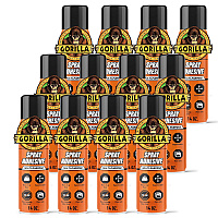 Gorilla Heavy Duty Spray Adhesive, Clear Glue, 14 Ounce (Pack of 12) - All Purpose with Comfort Nozzle for Indoor or Outdoor