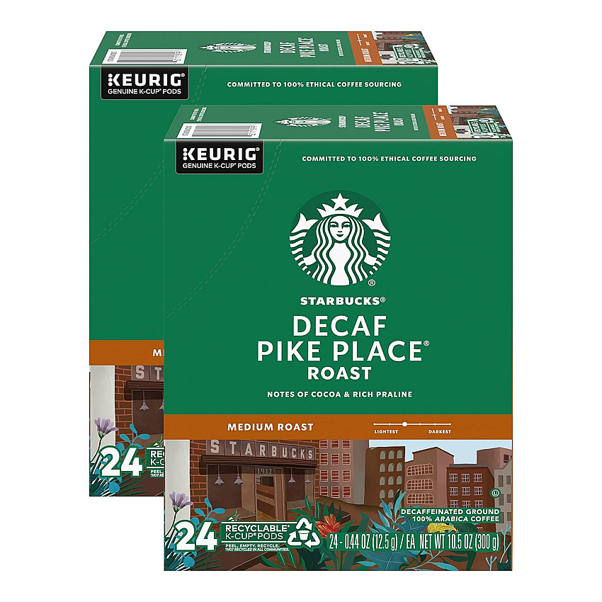 Starbucks Decaf Pike Place Roast K Cups, 24 Count (Pack of 2)