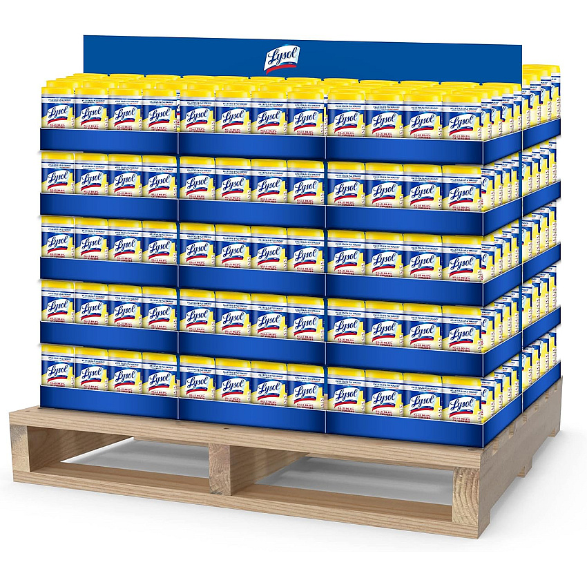 Lysol Disinfectant Wipes, Multi-Surface Cleaning Wipes, For Disinfecting and Cleaning, Lemon and Lime Blossom, 1 Pallet of 75 Cartons, 450 Canisters Total