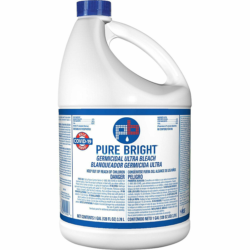 Pure Bright Germicidal Ultra Bleach, 1 gal Bottle, Pallet, 28 Cartons, 168 Total Bottles
