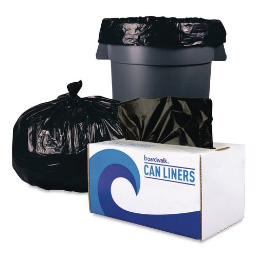 Boardwalk Reprocessed Resin Can Liners, 60 gal, 1.2 mil, 38 x 58, Black, 50 Bags/Carton, 250 Cartons/Pallet, 12,500 Total Bags