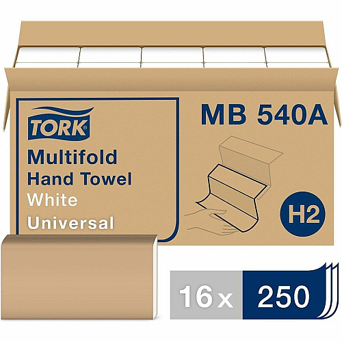 Tork Universal Multifold Hand Towel, 1-Ply, 9.13 x 9.5, White, 250/Pack,16 Packs/Carton, 70 Cartons/Pallet, 1,120 Total Packs