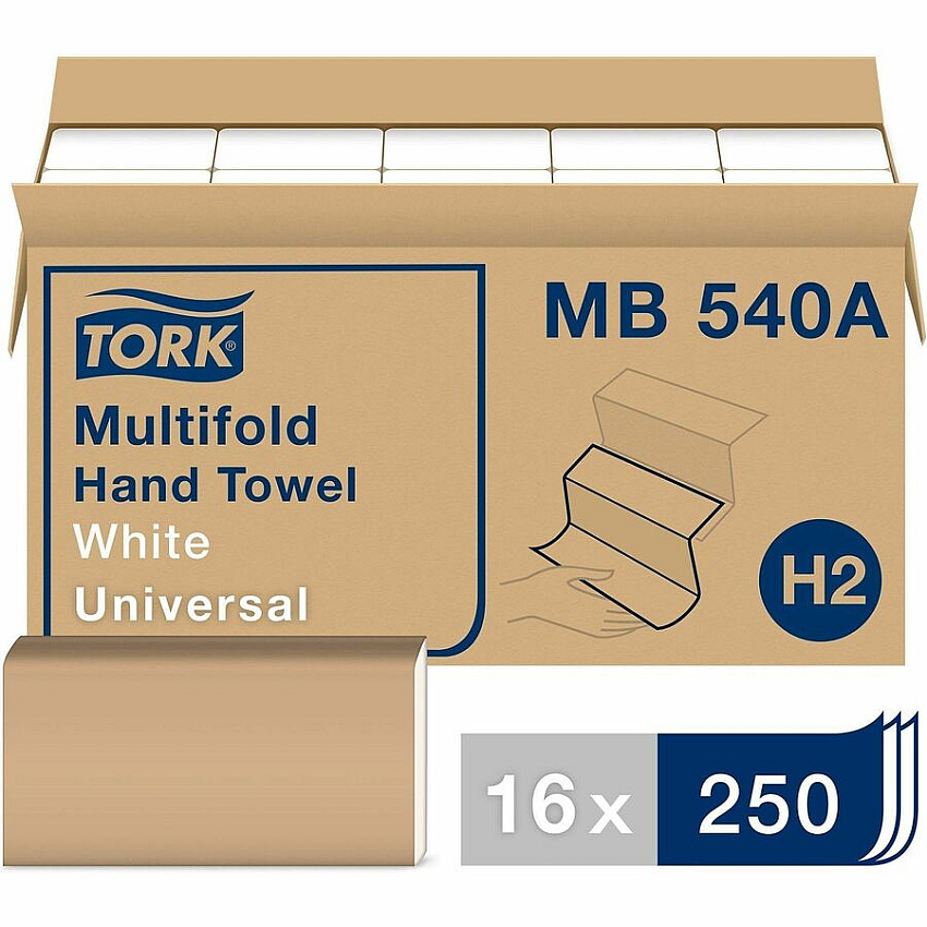 Tork Universal Multifold Hand Towel, 1-Ply, 9.13 x 9.5, White, 250/Pack,16 Packs/Carton, 70 Cartons/Pallet, 1,120 Total Packs