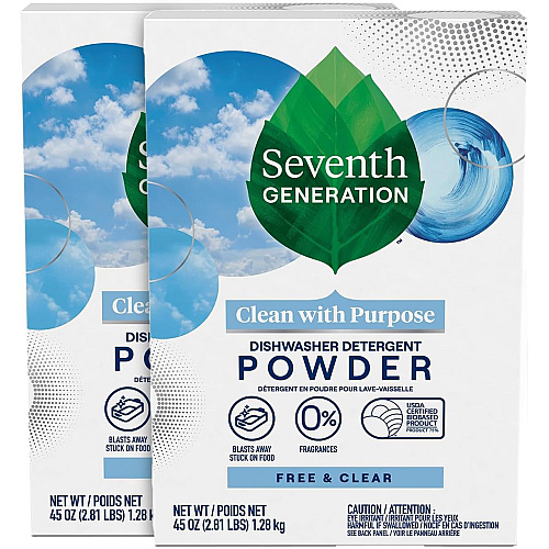 Seventh Generation Dishwasher Detergent Powder Free & Clear 45 oz Pack of 2