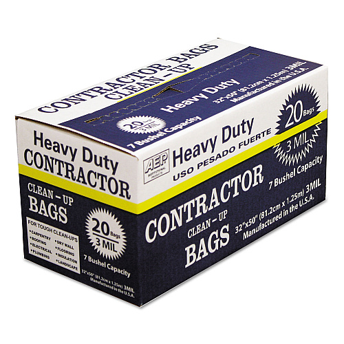 AEP Industries Heavy-Duty Contractor Clean-Up Bags, 60 gal, 3 mil, 32 - 10 Pack