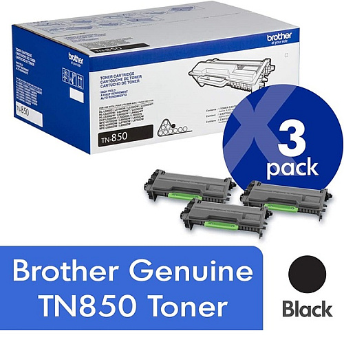 Brother TN850 High-Yield Toner, 8,000 Page-Yield, Black - 3 Pack
