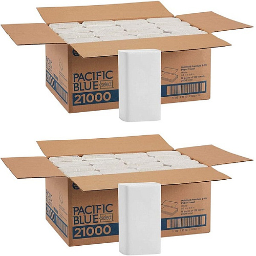 Georgia Pacific Professional Blue Select Multi-Fold 2 Ply Paper Towel, 9.2 x 9.4, White, 125/Pack, 16 Packs/Carton (21000) - 2 Pack