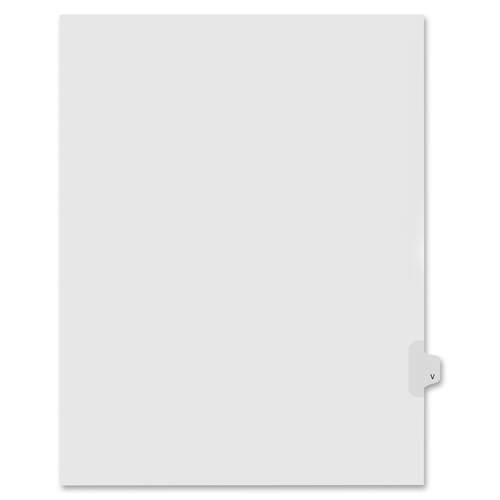 90000 Series Alpha Side Tab Legal Index Divider, Preprinted "V", 25/Pack, Total 2 Packs