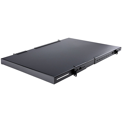 StarTech.com 1U 4-Post 19.5 to 38in Adjustable Mounting Depth Rack Mount Shelf - Heavy Duty Fixed Rack Shelf - 330 lb / 150kg - 27.5in Deep (ADJSHELFHD)