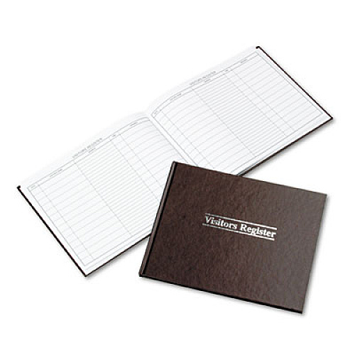 Wilson Jones Visitor Register Book, 5 Column Format, Red Cover, 10.5 x 8.5 Sheets, 112 Sheets/Book (S490)