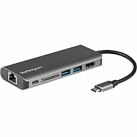 StarTech.com USB C Multiport Adapter - Portable USB Type-C Travel Dock - 4K HDMI, 2-pt USB Hub, SD, GbE, 60W PD Pass-Through - Laptop Dock (DKT30CSDHPD)