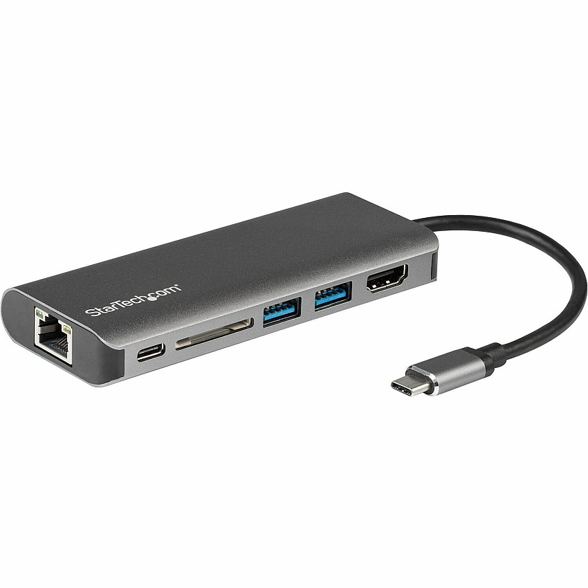 StarTech.com USB C Multiport Adapter - Portable USB Type-C Travel Dock - 4K HDMI, 2-pt USB Hub, SD, GbE, 60W PD Pass-Through - Laptop Dock (DKT30CSDHPD)