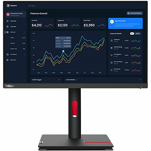 Lenovo ThinkVision T22i-30 22" Class Full HD LCD Monitor - 16:9 - Raven Black (63B0MAT6US)