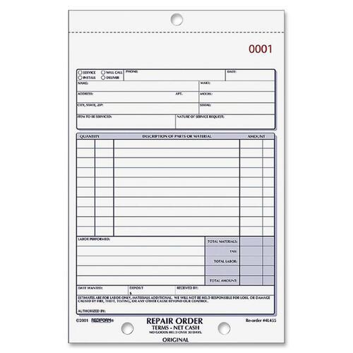Rediform 3-part Carbonless Repair Order Book (4L455)
