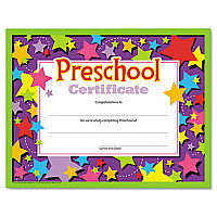 TREND Colorful Classic Certificates, Preschool Diploma, 11 x 8.5, Horizontal Orientation, Assorted Colors, 30/Pack "Preschool Certificate" - 8.5" Width x 11" Length - Assorted - 30 / Pack (T17006)