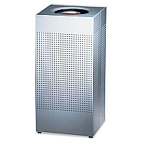 Designer Line Silhouettes Waste Receptacle, 16 gal, Steel, Silver Metallic