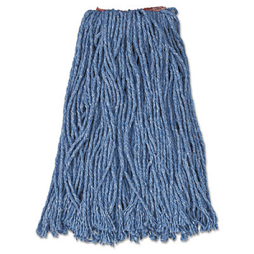 Cotton/Synthetic Cut-End Blend Mop Head, 16 oz, 1" Band, Blue, 12/Carton