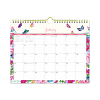 Blue Sky Fly By Monthly Wall Calendar, Butterflies Artwork, 11" x 8.75", Cream/Pink/Blue Sheets, 12-Month (Jan to Dec): 2026 (148643)