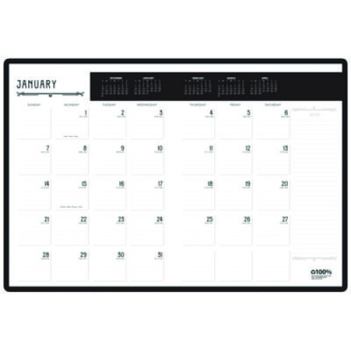 House of Doolittle 100% Recycled Deco Days Monthly Planner, 11 x 8.5, Black/Gold Cover, 12-Month (Jan to Dec): 2026 (29102)