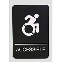 Ada Sign, Accessible, 6 X 9, Black Face, White Graphics