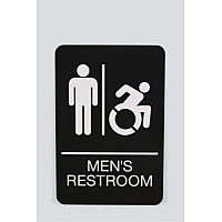 Ada Sign, Men's Restroom, 6 X 9, Black Face, White Graphics