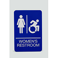 Ada Sign, Women's Restroom, 6 X 9, Blue Face, White Graphics