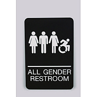 Ada Sign, All Gender Restroom, 6 X 9, Black Face, White Graphics