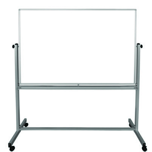Luxor Mobile Magnetic Whiteboard, 60" x 40", White Surface, Silver Aluminum Frame (MB6040WW)