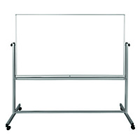 Luxor Mobile Magnetic Whiteboard, 72" x 40", White Surface, Silver Aluminum Frame (MB7240WW)